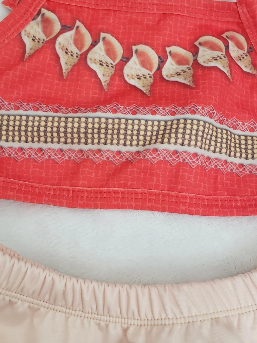 Moana Theme Bikini Set with Shell Accent and Peach Skirt
